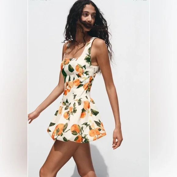 Zara PRINTED SHORT DRESS - Picture 8 of 9